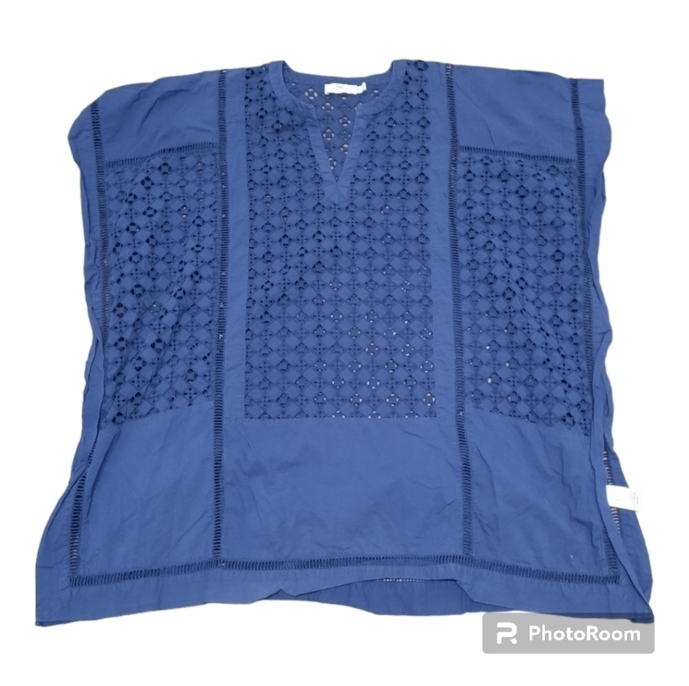 VINEYARD VINES Blue Crochet Knit Top Womens Oversized XS/S